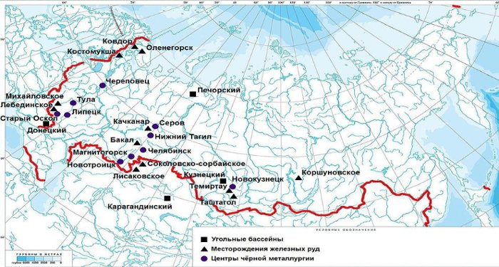 Карта по географии металлургия